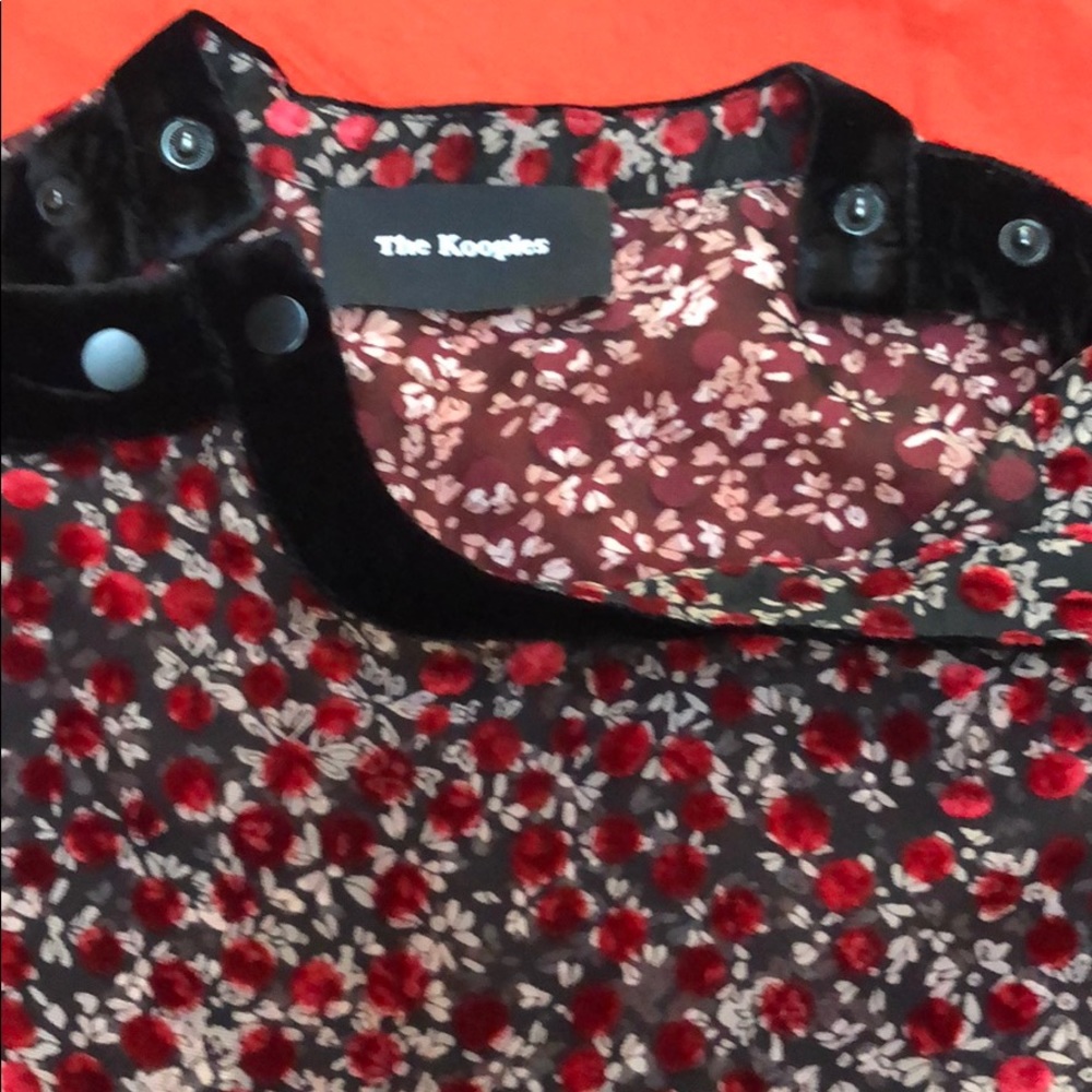 Sheer velvet flocked blouse